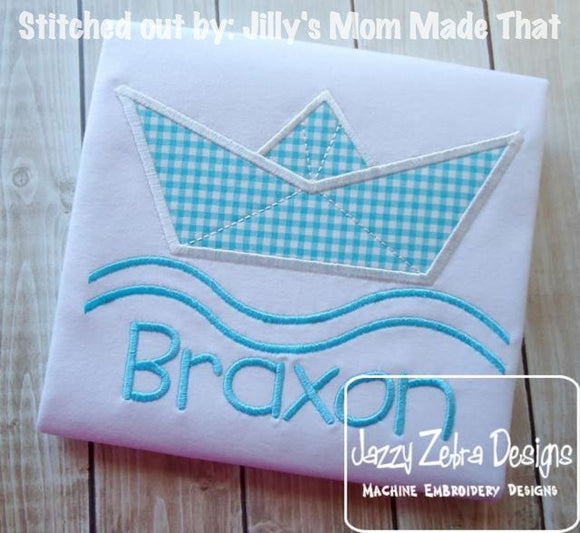 Paper Boat on waves appliqué machine embroidery design