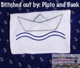 Paper Boat on waves appliqué machine embroidery design