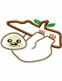 Hairy Sloth applique machine embroidery design