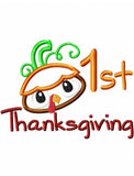 1st Thanksgiving Turkey Appliqué machine embroidery Design