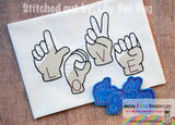 Love Sign Language Sketch machine embroidery Design
