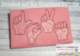 Love Sign Language Sketch machine embroidery Design