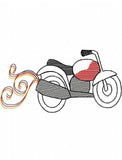 Motorcycle sketch machine embroidery design