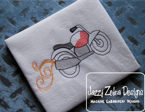 Motorcycle sketch machine embroidery design