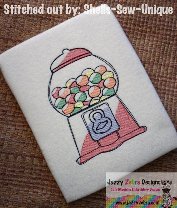 Gumball Machine sketch machine embroidery design