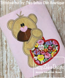 Bear Hugging Heart Appliqué Machine Embroidery Design