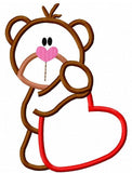 Bear Hugging Heart Appliqué Machine Embroidery Design