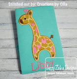Valentine Giraffe applique machine embroidery design