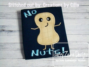 No Nuts saying Peanut Applique Machine Embroidery Design