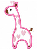 Valentine Giraffe applique machine embroidery design