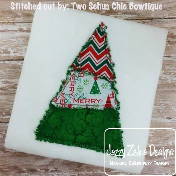Christmas Tree raggedy edge bean stitch shabby appliqué machine embroidery design