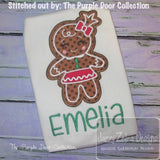 Gingerbread girl appliqué machine embroidery design