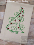 Swirly Christmas Tree machine embroidery design