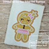 Gingerbread girl appliqué machine embroidery design