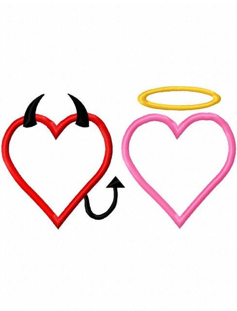 Devil Heart and Angel Heart appliqué machine embroidery design