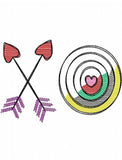 Valentine's Day Archery Arrow X's and O's Sketch machine embroidery design