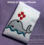 Valentine Whale appliqué machine embroidery design