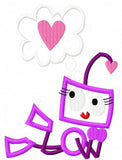 Girl Robot in Love appliqué machine embroidery design