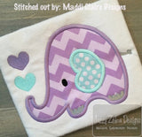 Valentine Elephant applique machine embroidery design
