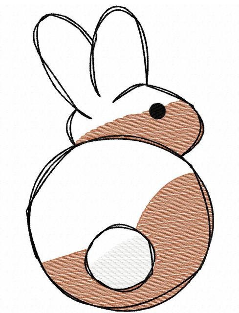 Easter Bunny sketch machine embroidery design