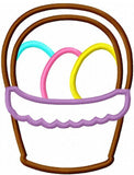 Easter Basket with eggs appliqué machine embroidery design