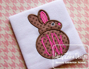 Bunny Monogram Frame applique machine embroidery design