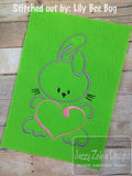 Bunny with Heart satin stitch machine embroidery design