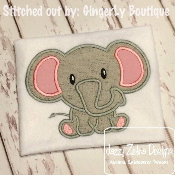 Elephant applique machine embroidery design