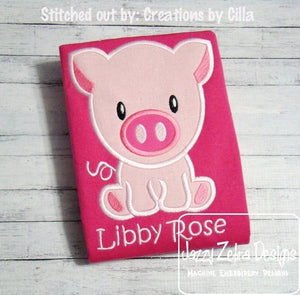 Pig Applique machine embroidery design