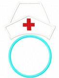 Nurse Hat Monogram Frame applique machine embroidery design