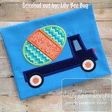 Truck with Easter Egg applique embroidery design