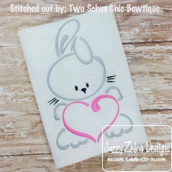 Bunny with Heart satin stitch machine embroidery design