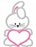 Bunny with Heart appliqué machine embroidery design