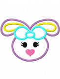 Girl Bunny with bow appliqué machine embroidery design