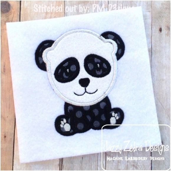 Panda applique machine embroidery design