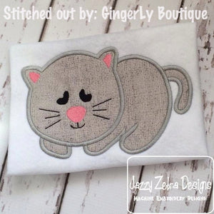 Sleepy cat applique machine embroidery design