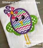 Girl Bird applique machine embroidery design