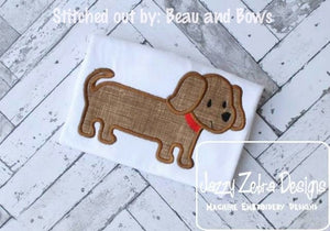 Dachshund dog applique machine embroidery design