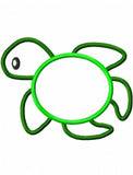 Sea Turtle monogram frame appliqué machine embroidery design