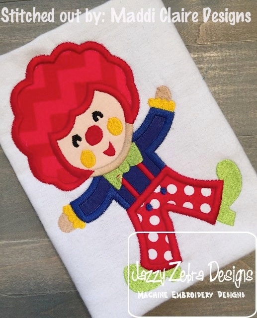 Clown applique machine embroidery design