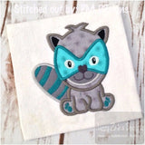 Raccoon applique machine embroidery design