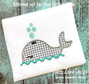 Whale appliqué machine embroidery design