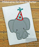 Elephant Birthday appliqué machine embroidery design