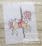 Carousel Horse Sketch Machine Embroidery Design