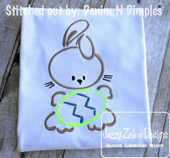 Bunny with Easter egg satin stitch machine embroidery design