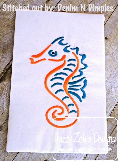 Sea Horse satin stitch machine embroidery design
