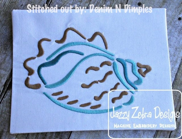 Sea Shell satin stitch machine embroidery design