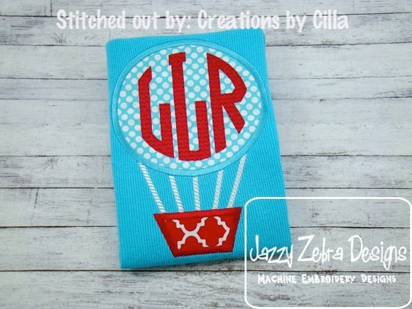 Hot Air Balloon monogram frame appliqué machine embroidery design