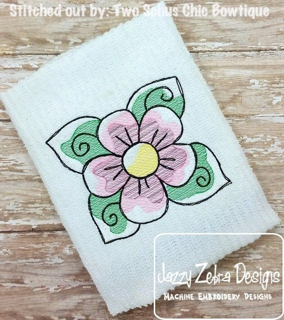 Flower Block sketch machine embroidery design