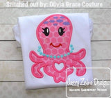 Girly Octopus applique machine embroidery design